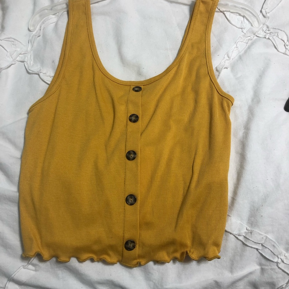 yellow button down crop top tank top
